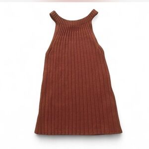 Anthropologie Ribbed Knit Pumpkin Orange Sleeveless Sweater Tank Size Small